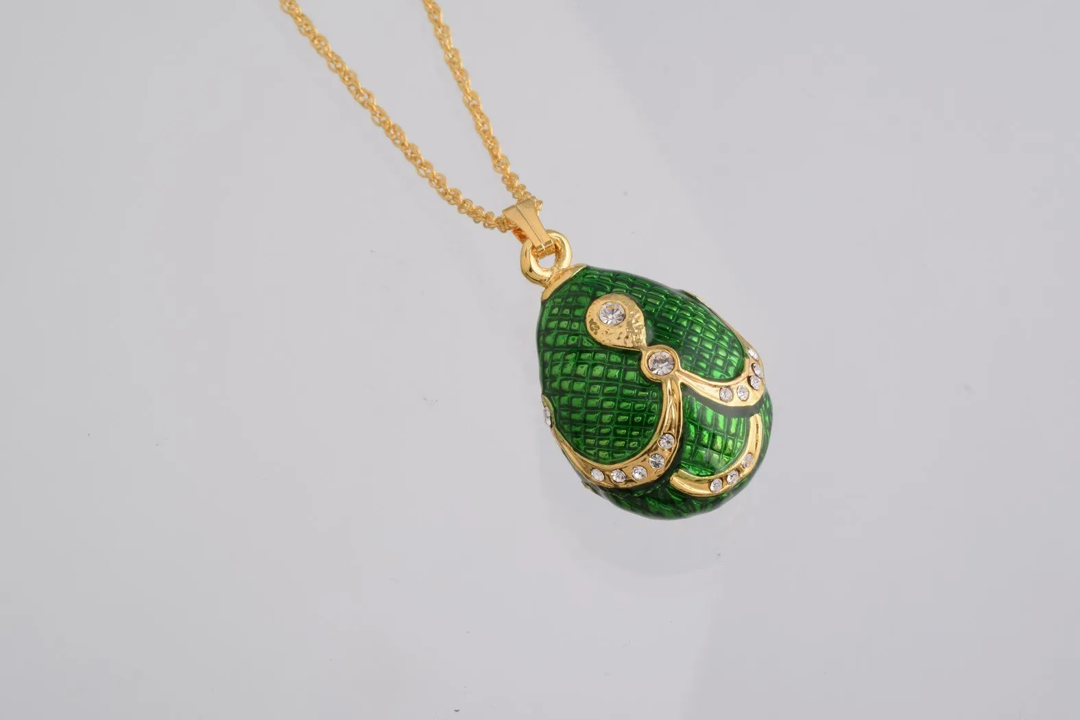 Green & Gold Egg Pendant Necklace