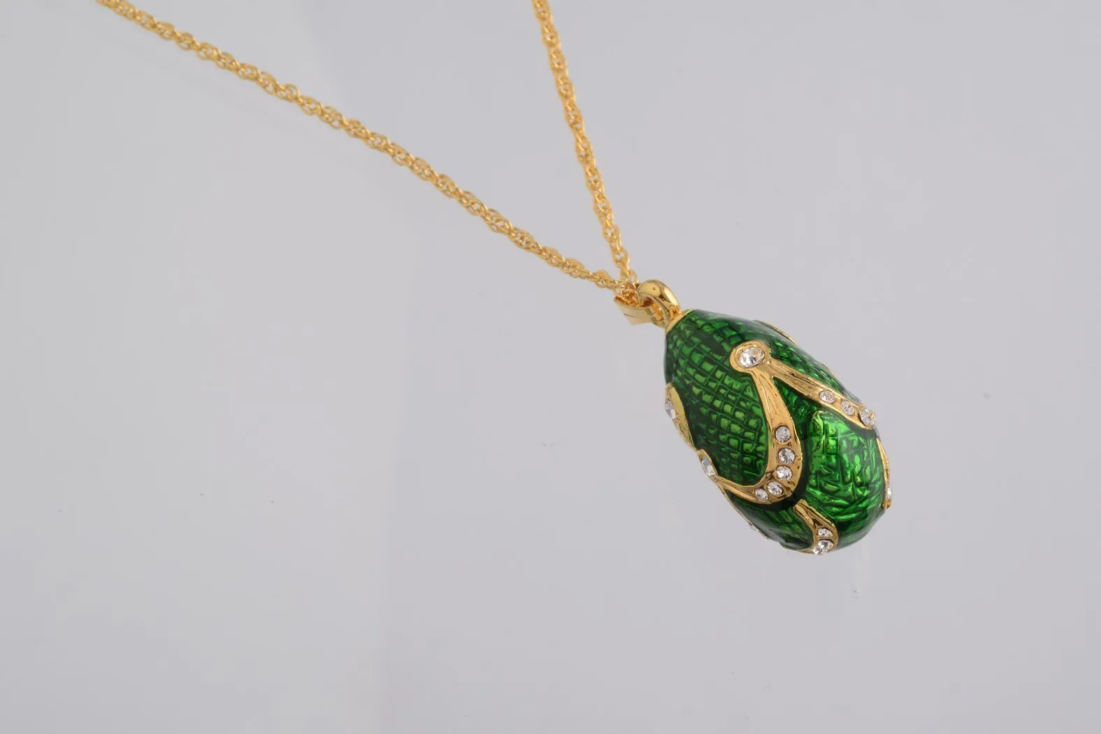 Green & Gold Egg Pendant Necklace