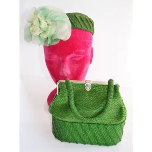 Green Beaded Purse & Hat Set