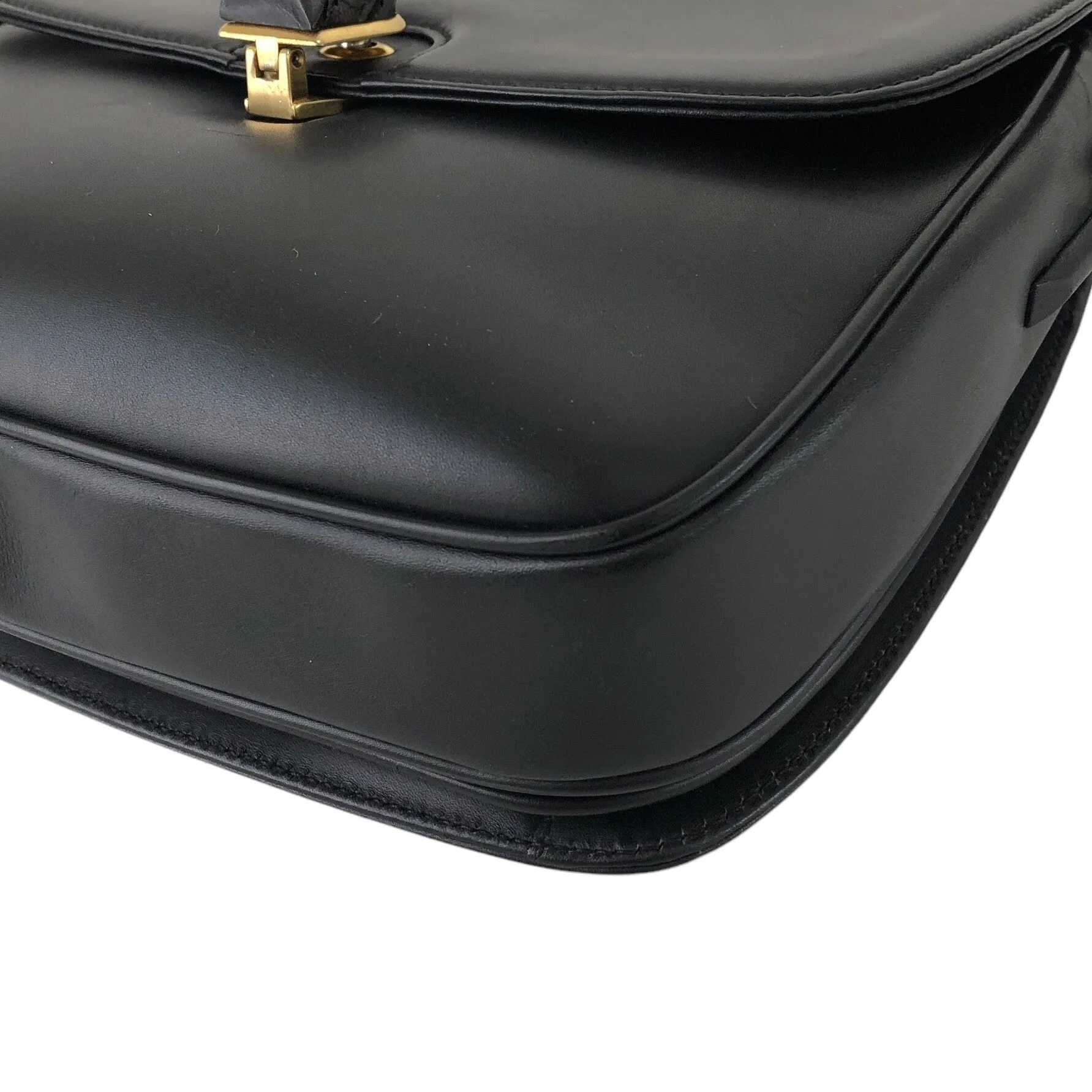 GUCCI Bamboo Turn Lock  Shoulder bag Black Vintage hksc78