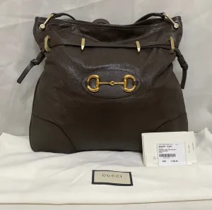 GUCCI Calfskin Leather 1955 Horsebit Cinch Bag In Cocoa