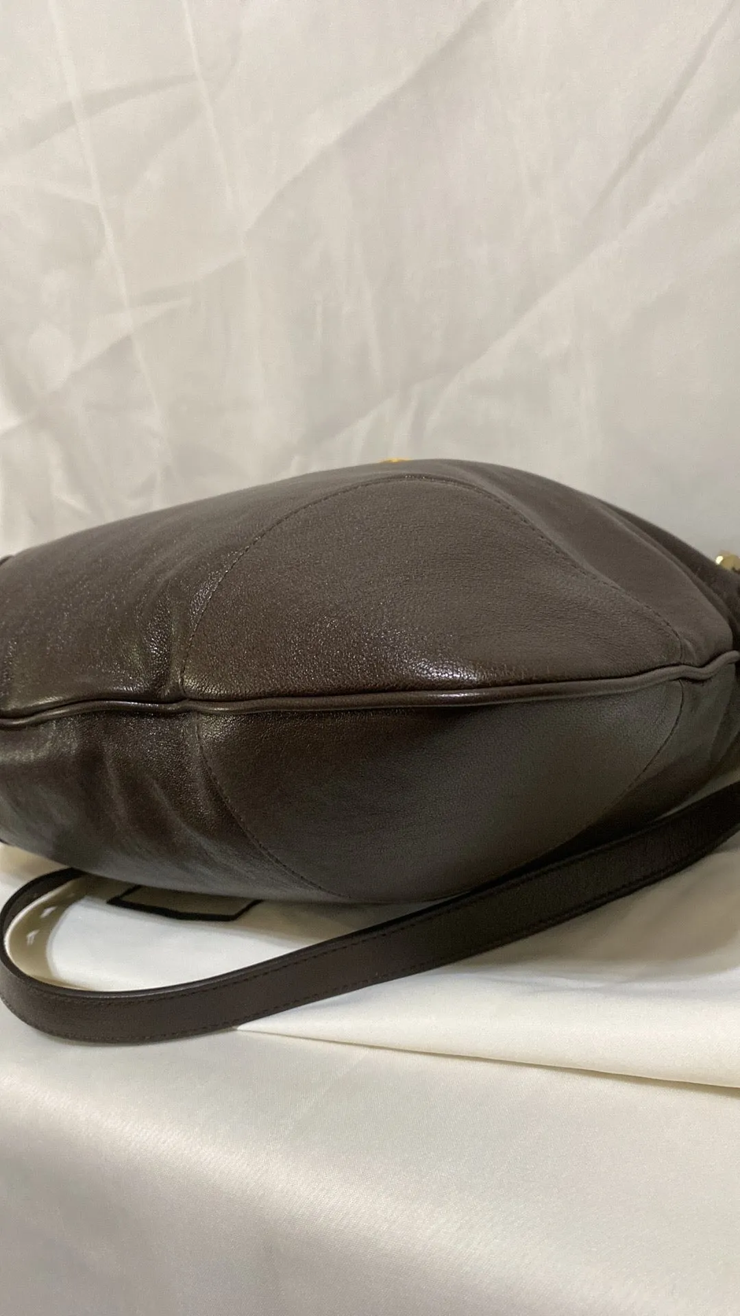 GUCCI Calfskin Leather 1955 Horsebit Cinch Bag In Cocoa