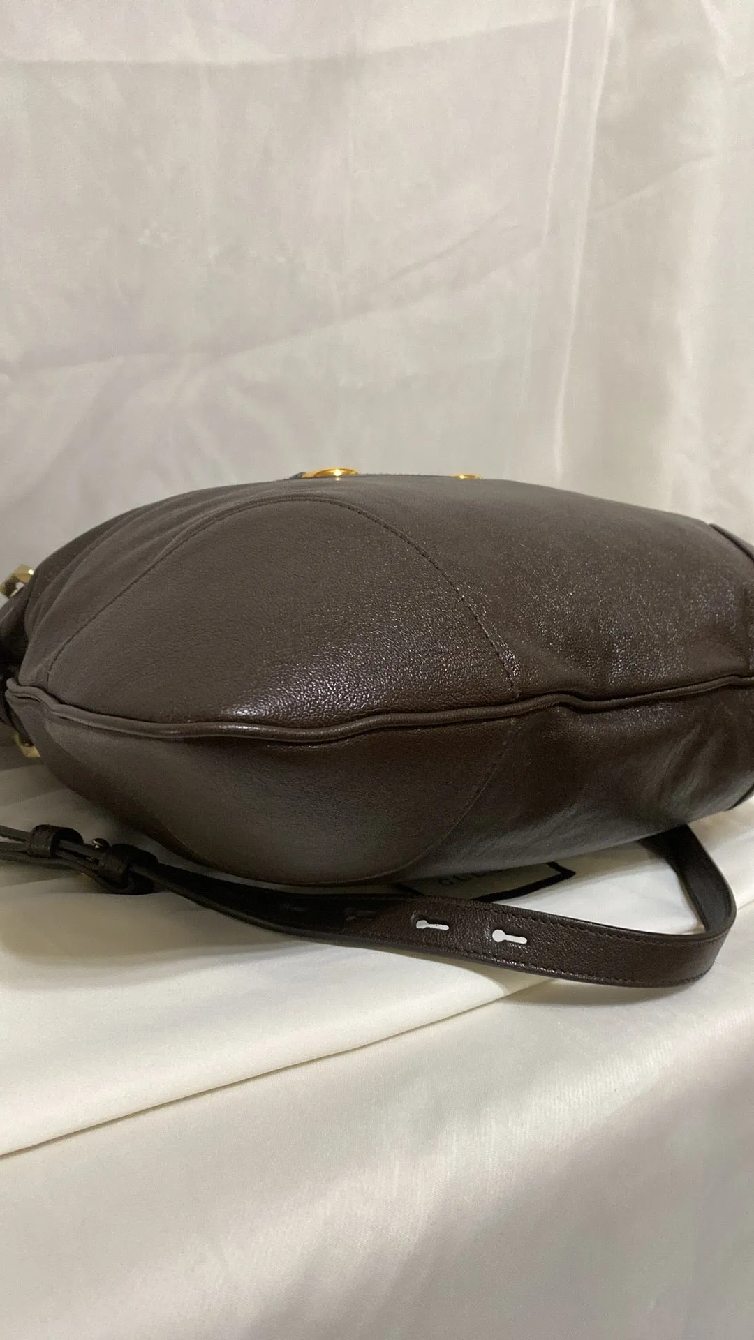 GUCCI Calfskin Leather 1955 Horsebit Cinch Bag In Cocoa