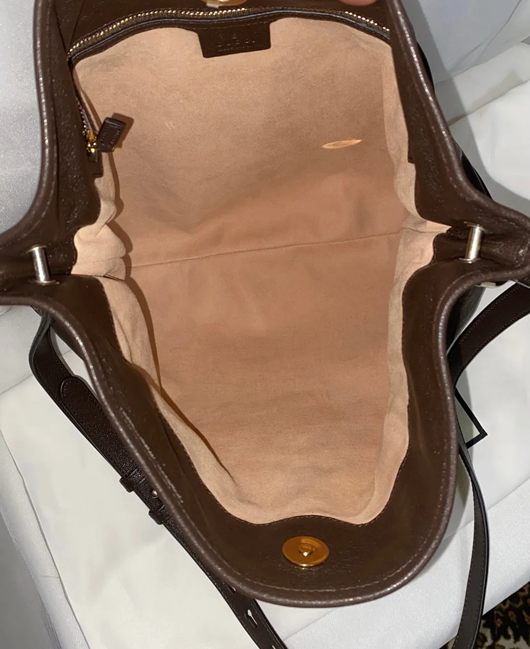 GUCCI Calfskin Leather 1955 Horsebit Cinch Bag In Cocoa