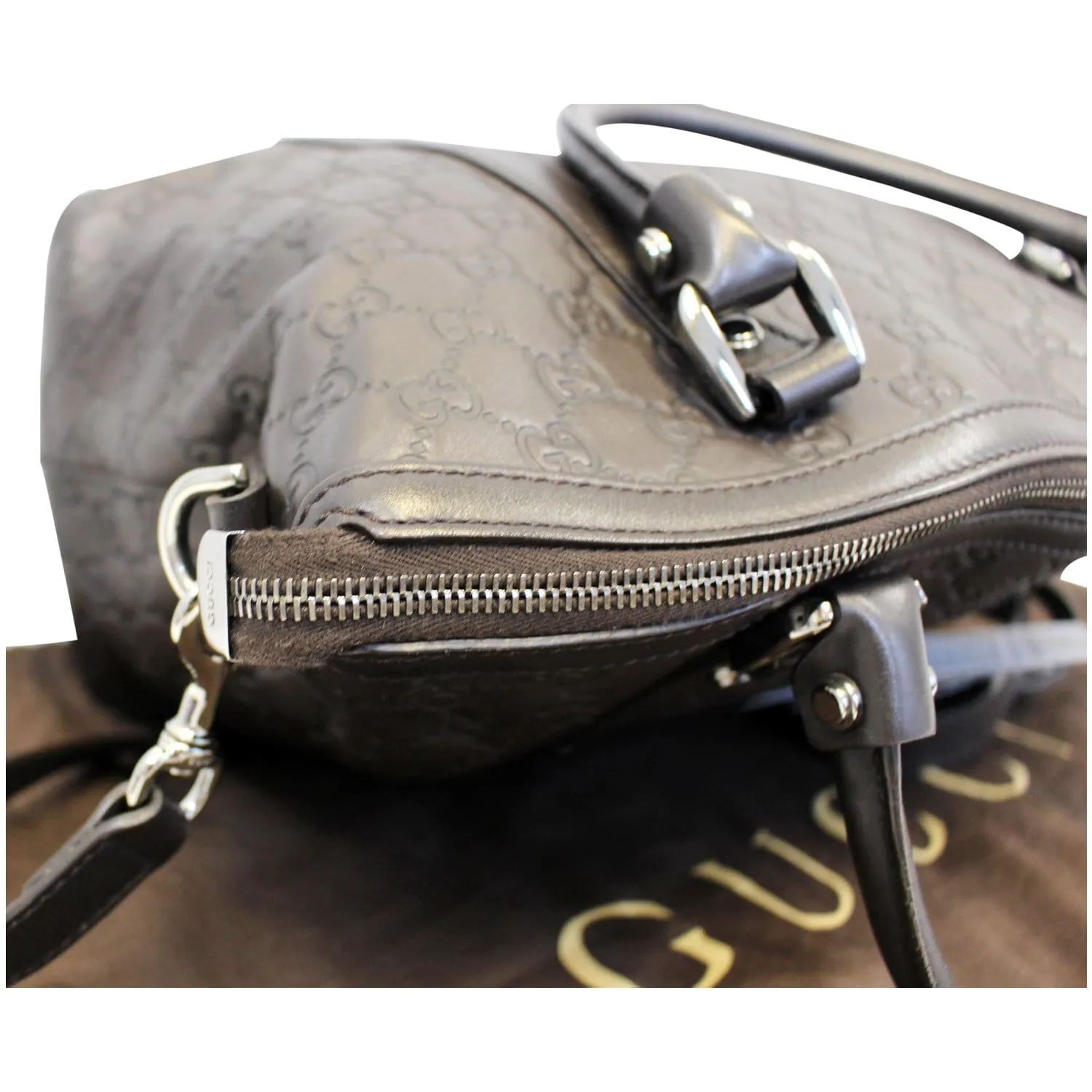 GUCCI Dark Brown Leather Shoulder Bag 341503