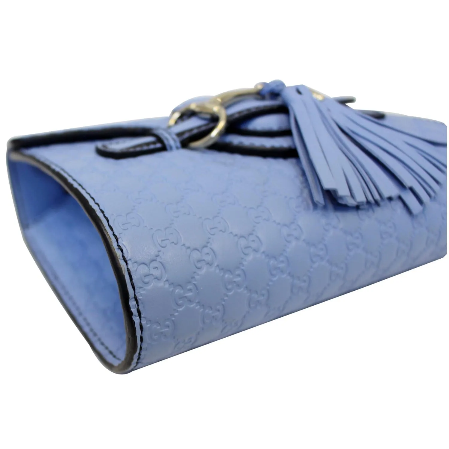 GUCCI Emily Mini Micro GG Guccissima Leather Shoulder Bag Light Blue