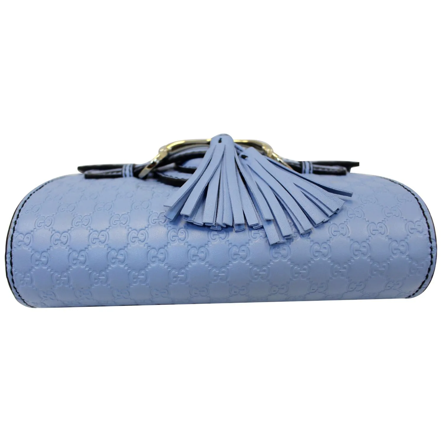 GUCCI Emily Mini Micro GG Guccissima Leather Shoulder Bag Light Blue