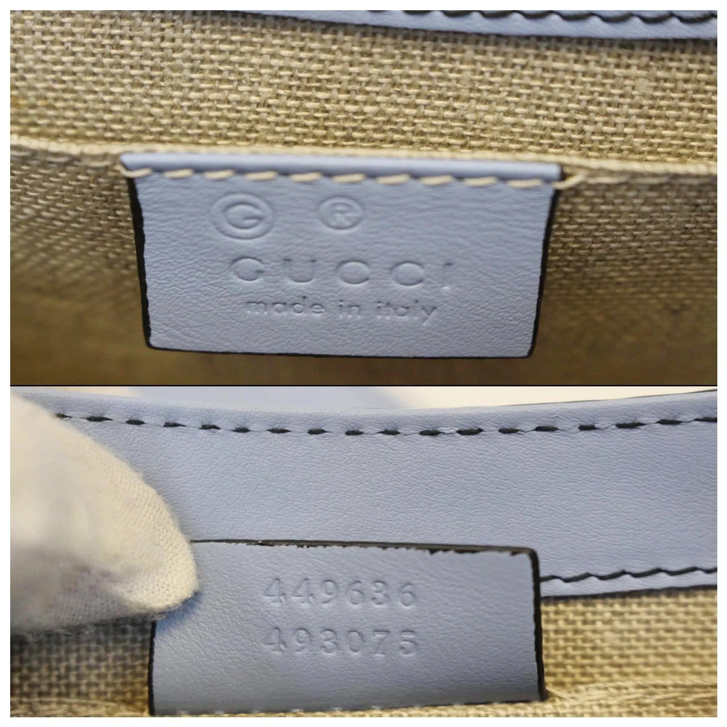 GUCCI Emily Mini Micro GG Guccissima Leather Shoulder Bag Light Blue