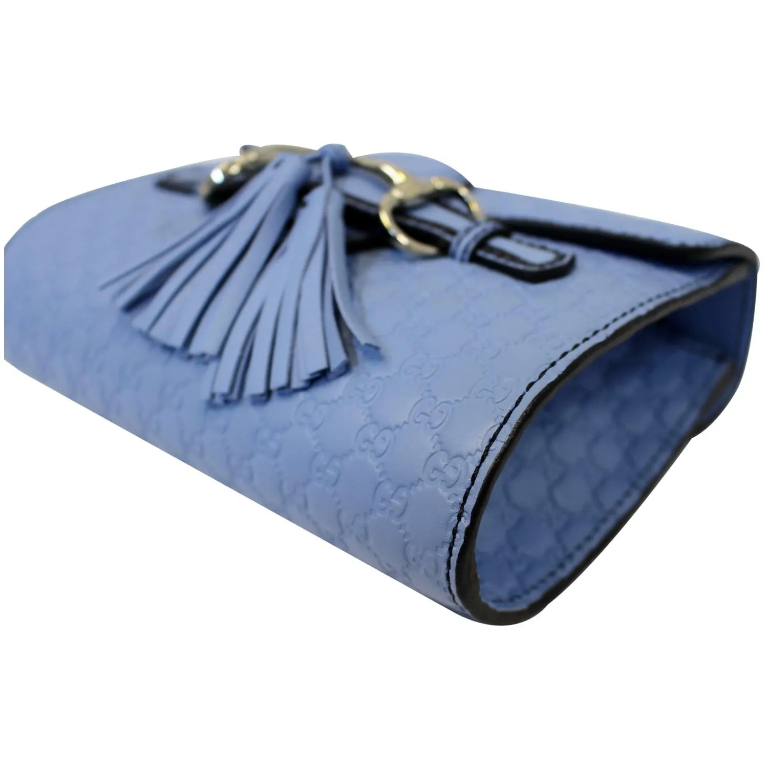 GUCCI Emily Mini Micro GG Guccissima Leather Shoulder Bag Light Blue