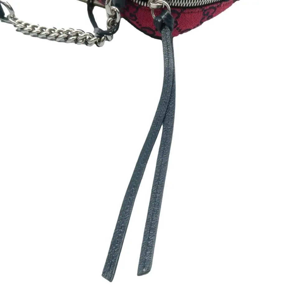 GUCCI GG Marmont Small Monogram Embroidered Diagonal Chain Shoulder Bag Red 447632