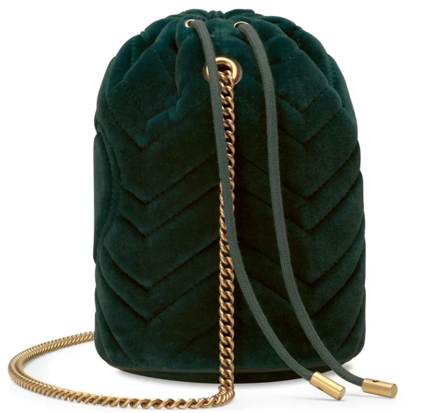 Gucci Marmont Interlocking GG Logo Mini Bucket Bag with Chain
