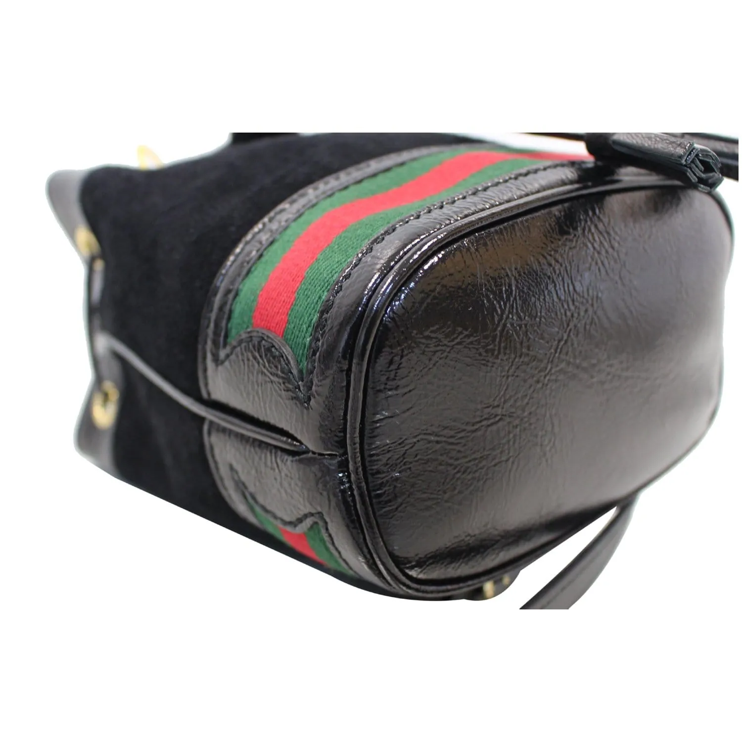 GUCCI Ophidia Mini Textured Leather Trimmed Suede Bucket Bag Black 550620 - 15% OFF