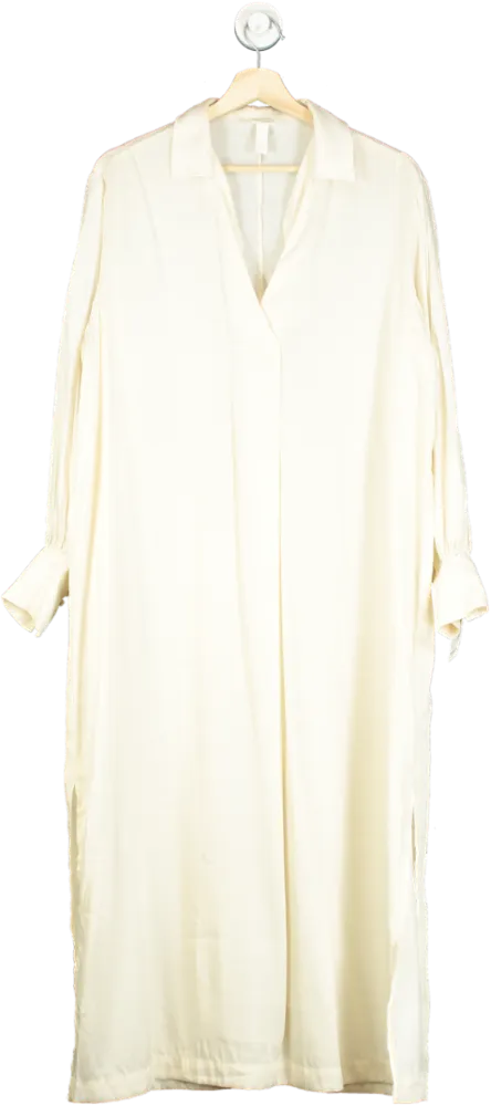 H&M White Long Shirt Dress UK XS