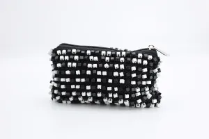Hand-crocheted Beads Bag - Small - White/Black - PRE ORDER