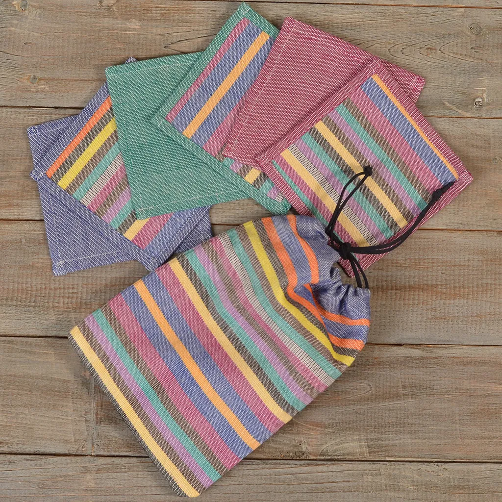 Hand Woven Coasters | Evening Heather Stripes and Solids with Optional Gift Bag