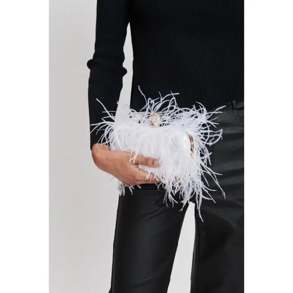Harlow feather evening bag: White