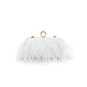 Harlow feather evening bag: White