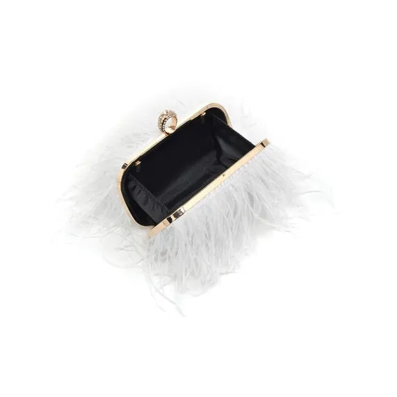 Harlow feather evening bag: White