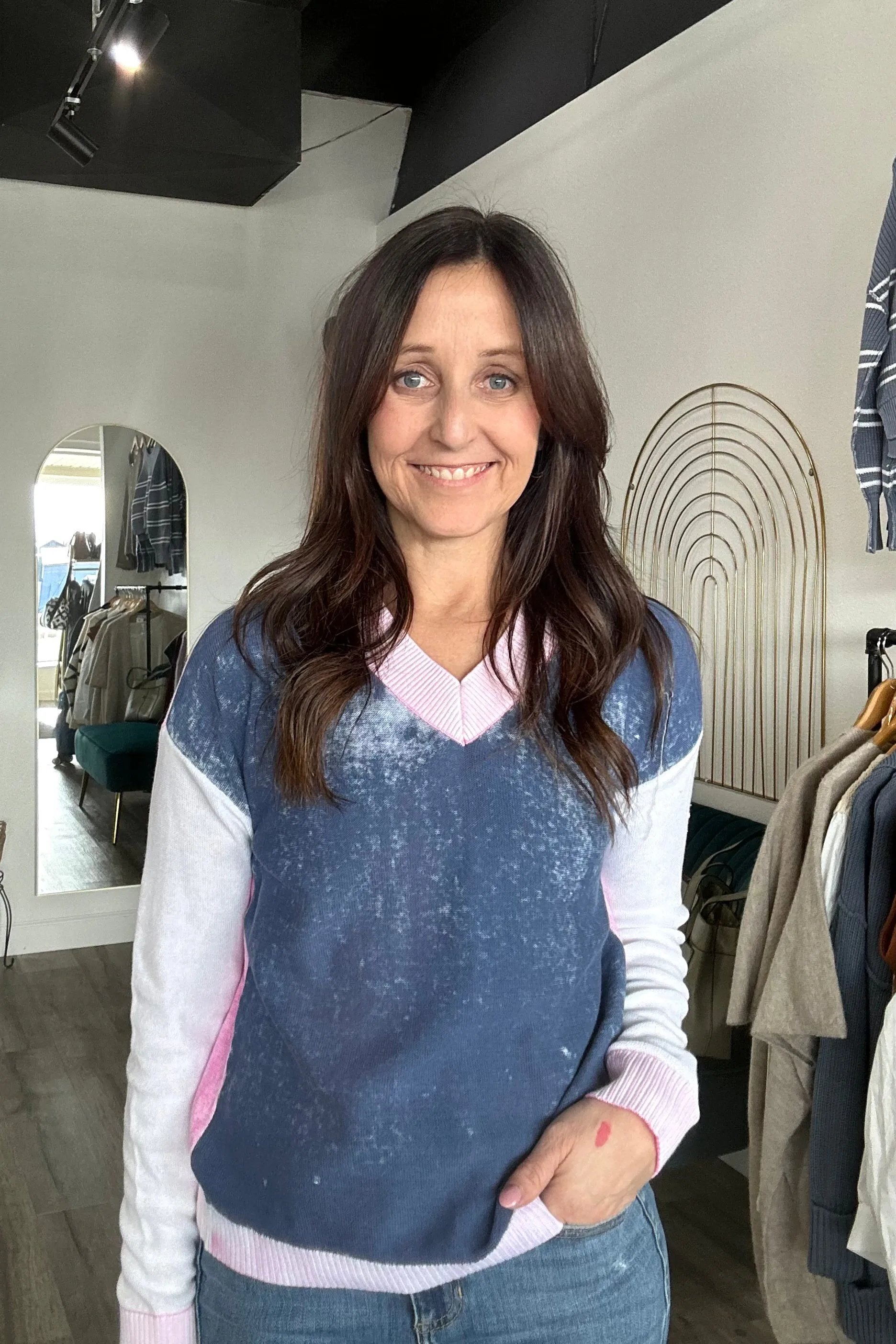 Harriet Drop Shoulder V Neck Sweater
