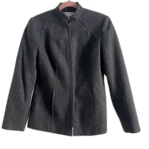 Harve Benard Black Wool Zip Up Coat Women’s Size 6 Classic Fitted Chic Layer