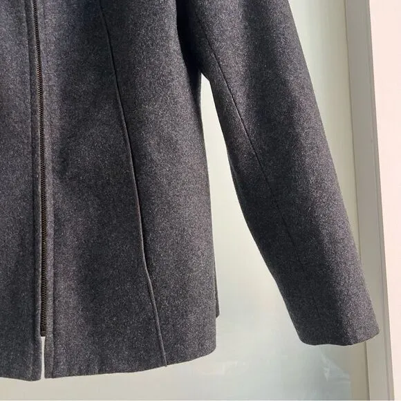 Harve Benard Black Wool Zip Up Coat Women’s Size 6 Classic Fitted Chic Layer