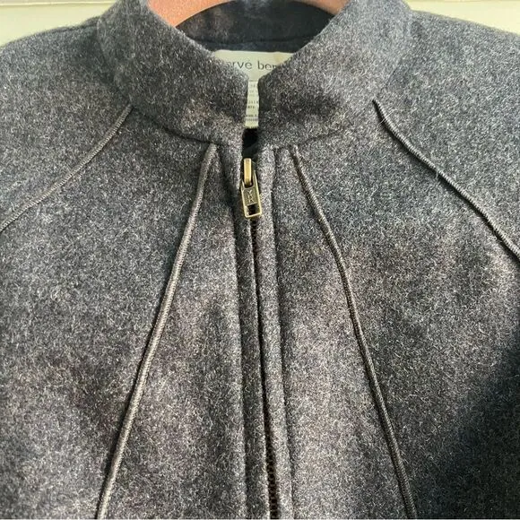 Harve Benard Black Wool Zip Up Coat Women’s Size 6 Classic Fitted Chic Layer
