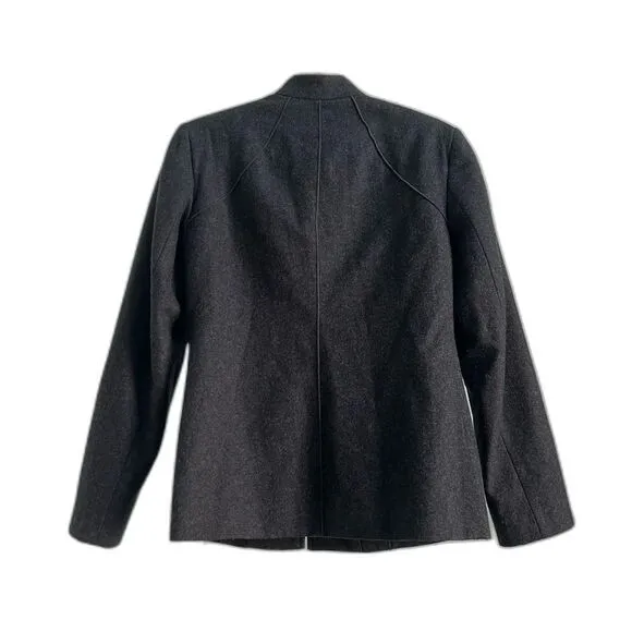 Harve Benard Black Wool Zip Up Coat Women’s Size 6 Classic Fitted Chic Layer