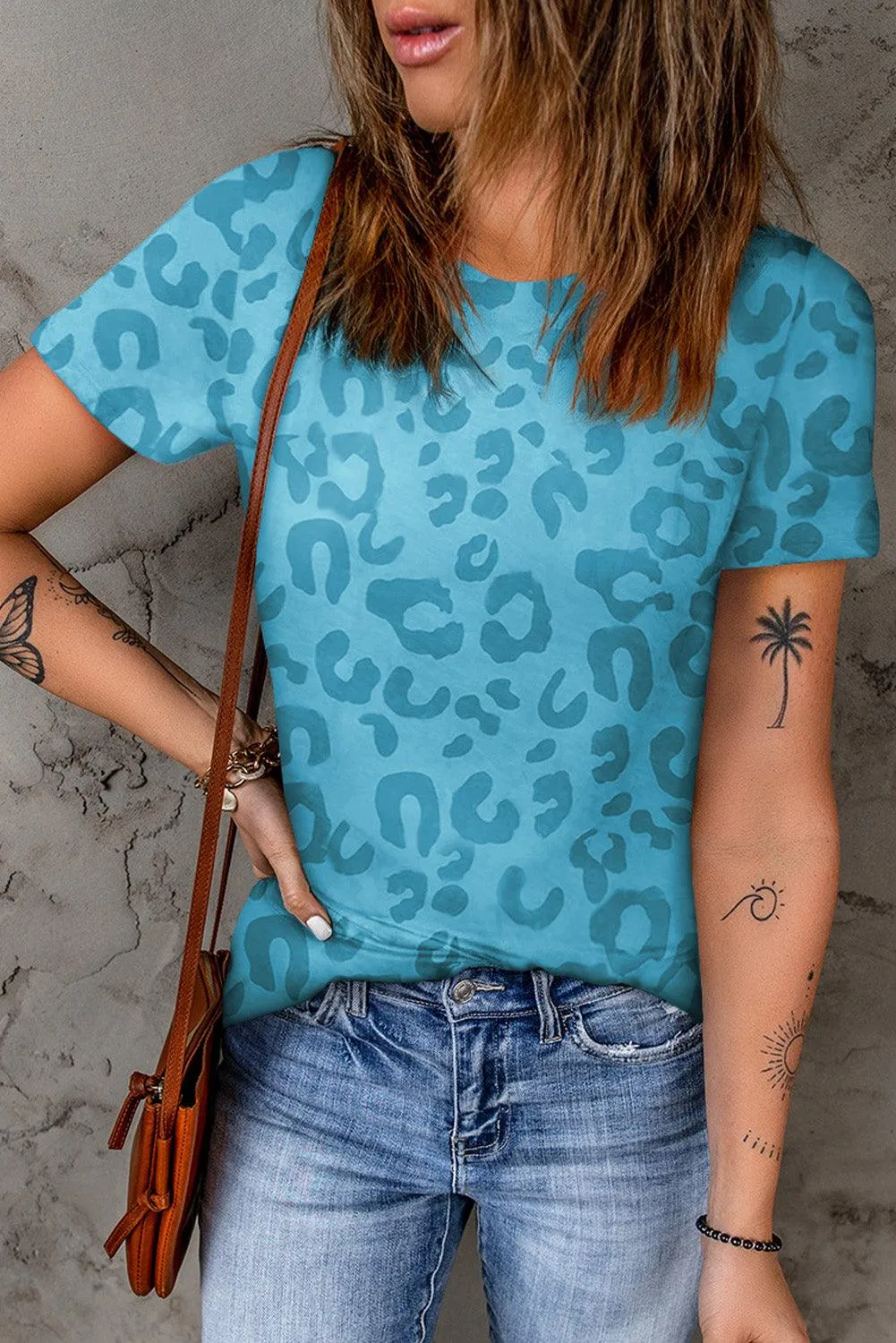 Hazel Blues® |  Leopard Round Neck Tee