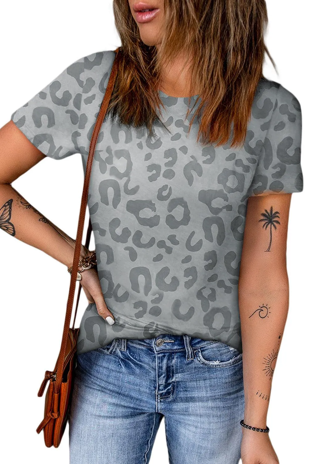 Hazel Blues® |  Leopard Round Neck Tee