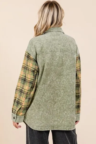 Hazel Blues® |  Mittoshop Plaid Button Down Drop Shoulder Jacket