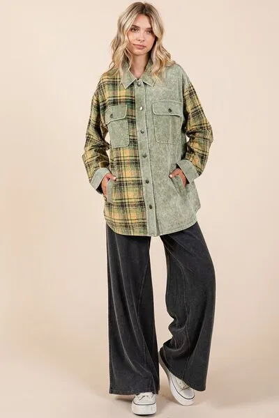 Hazel Blues® |  Mittoshop Plaid Button Down Drop Shoulder Jacket