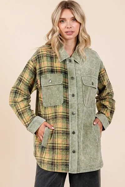 Hazel Blues® |  Mittoshop Plaid Button Down Drop Shoulder Jacket