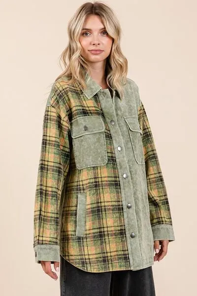 Hazel Blues® |  Mittoshop Plaid Button Down Drop Shoulder Jacket