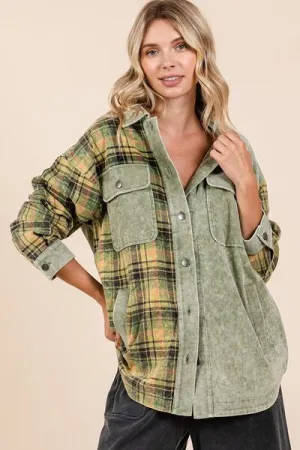 Hazel Blues® |  Mittoshop Plaid Button Down Drop Shoulder Jacket