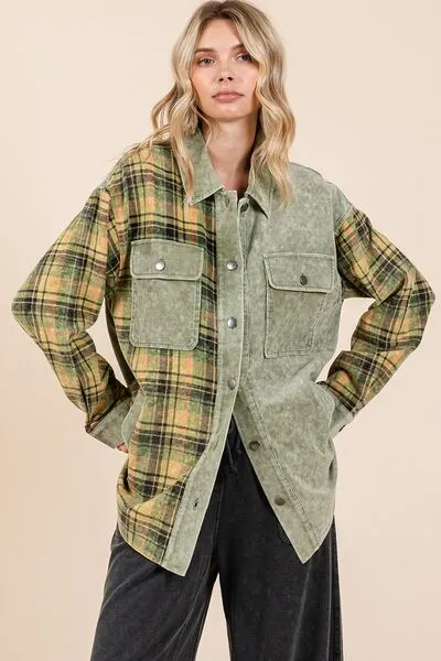 Hazel Blues® |  Mittoshop Plaid Button Down Drop Shoulder Jacket