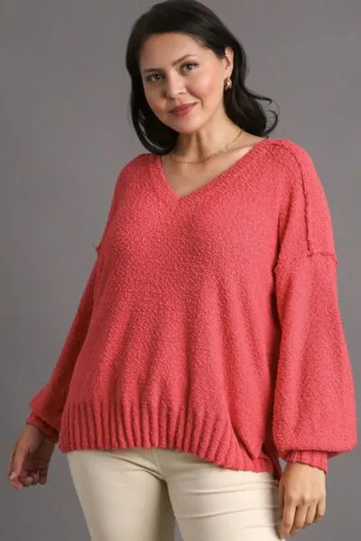 Hazel Blues® | Umgee Dropped Shoulder Side Slit Sweater