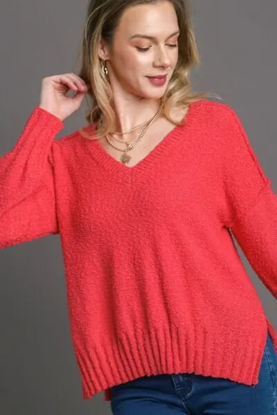 Hazel Blues® | Umgee Dropped Shoulder Side Slit Sweater