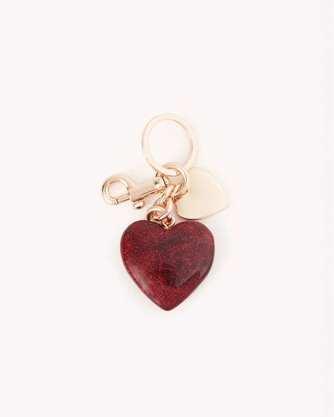 HEART BAG CHARM - GOLD-RED