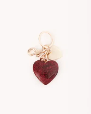 HEART BAG CHARM - GOLD-RED