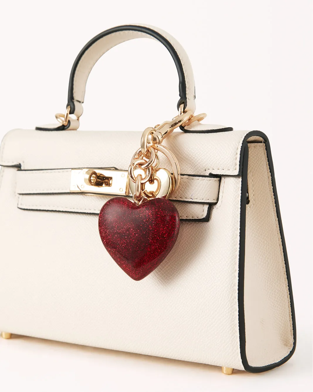 HEART BAG CHARM - GOLD-RED