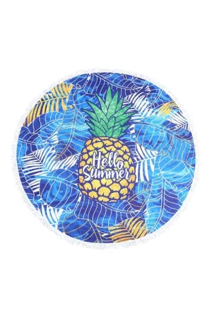 Hello Summer Pineapple Tapestry Beach Towel Blue - Pack of 1