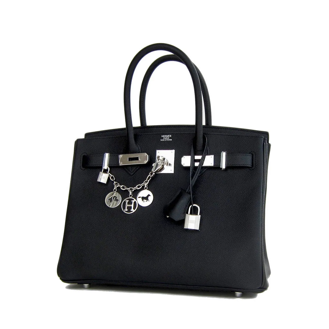 Hermes Black Epsom 30cm Birkin Palladium Hardware Architectural