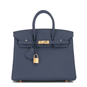 Hermes Blue Nuit Birkin 25cm Togo Gold Hardware