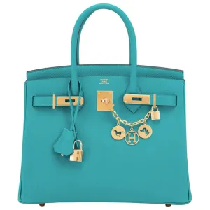 Hermes Blue Paon Birkin 30cm Peacock Turquoise Blue Epsom Gold Hardware