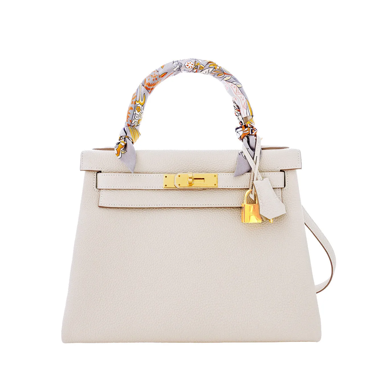 Hermes Craie 28cm Chalk Togo Kelly Gold GHW Shoulder Bag Classic
