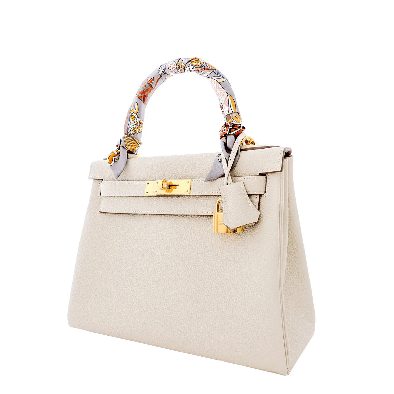 Hermes Craie 28cm Chalk Togo Kelly Gold GHW Shoulder Bag Classic