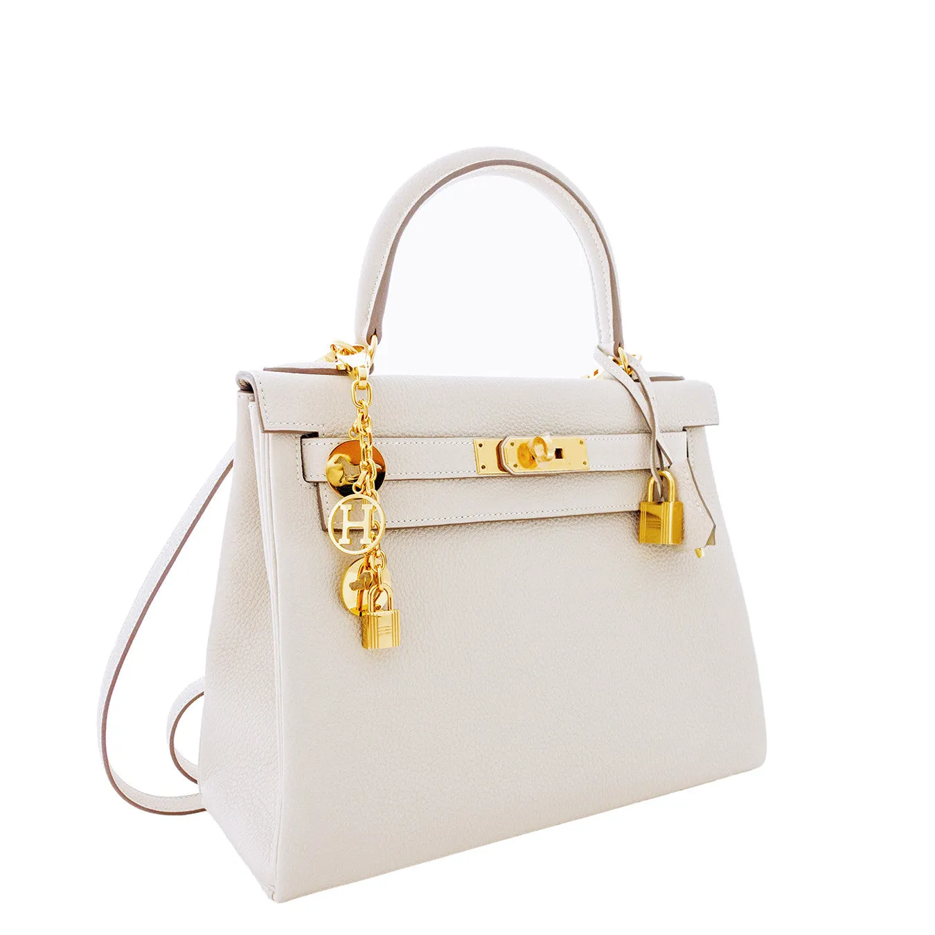 Hermes Craie 28cm Chalk Togo Kelly Gold GHW Shoulder Bag Classic