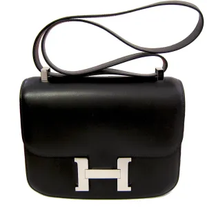 Hermes Double Gusset 23cm Constance Brown Box Leather Shoulder Bag