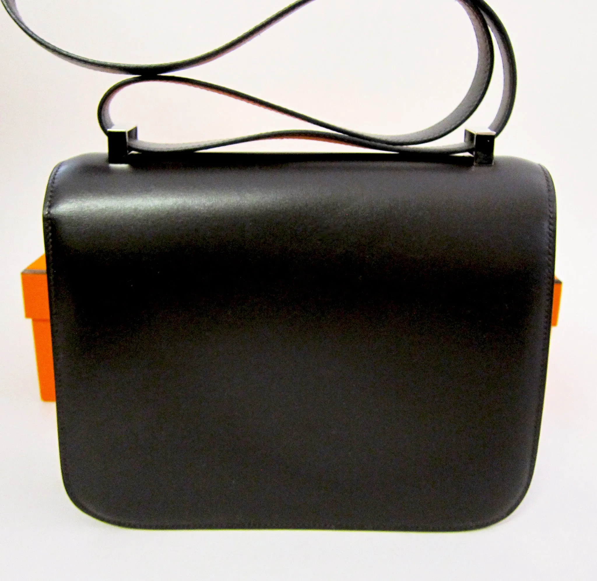 Hermes Double Gusset 23cm Constance Brown Box Leather Shoulder Bag