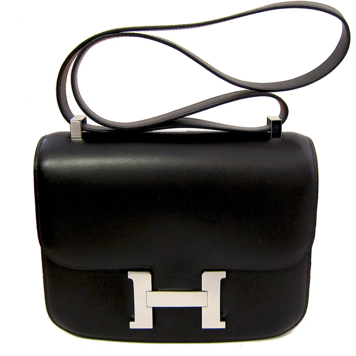 Hermes Double Gusset 23cm Constance Brown Box Leather Shoulder Bag
